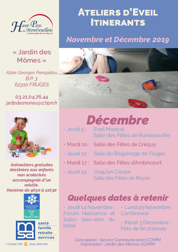 Calendrier Ateliers d'éveil itinérants nov dec jardin des mômes2