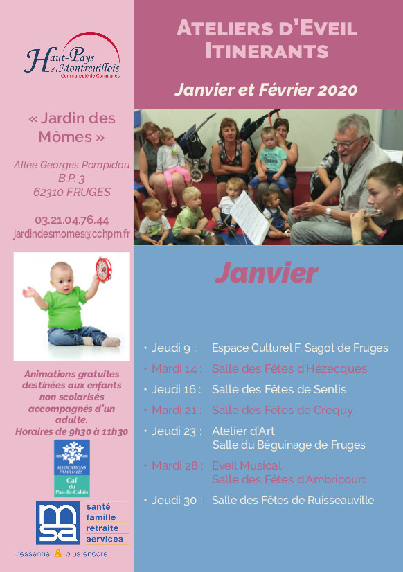 Calendrier Ateliers d'éveil itinérants A5 janv-fév