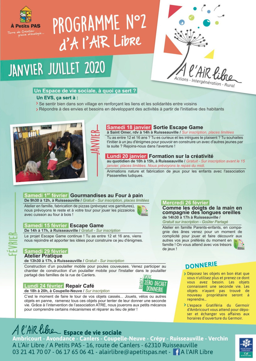 Programme à l'air libre EVS janv à juil 2020