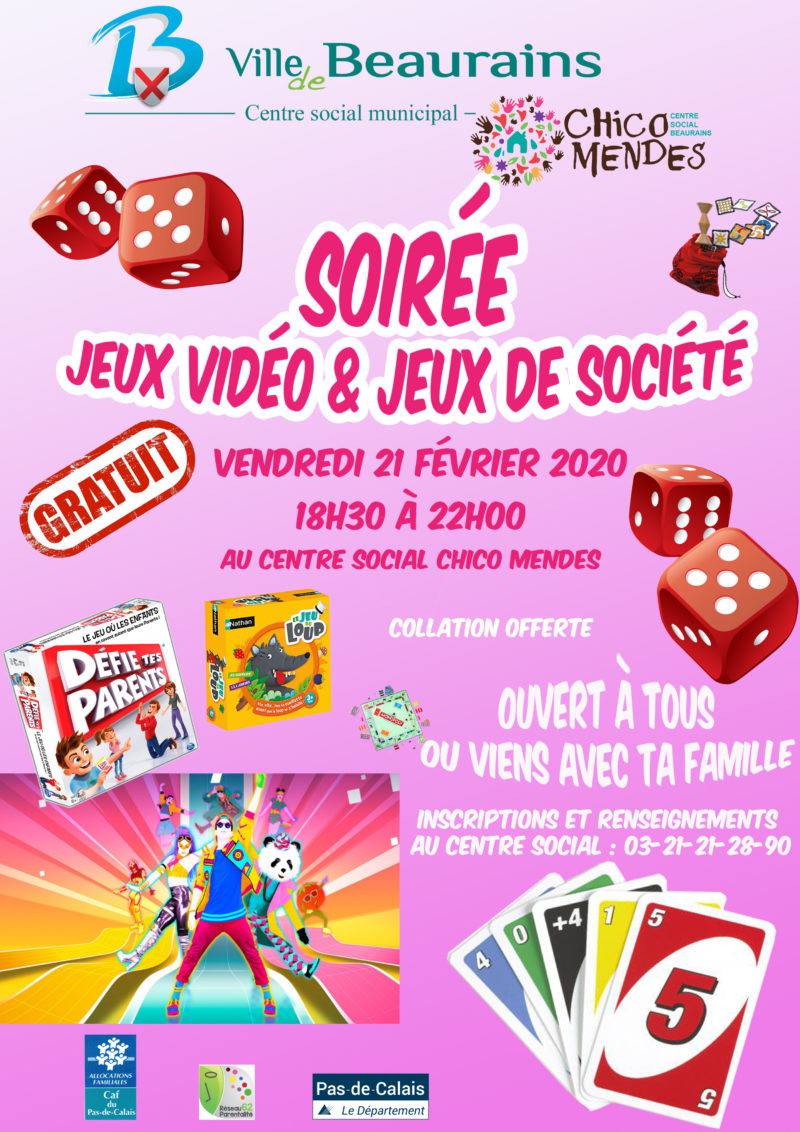 Soirée jeux vidéo et jeux de société Vendredi 21 février 2020 de 18 h 30 à  22 h au Centre social Chico Mendès à Beaurains