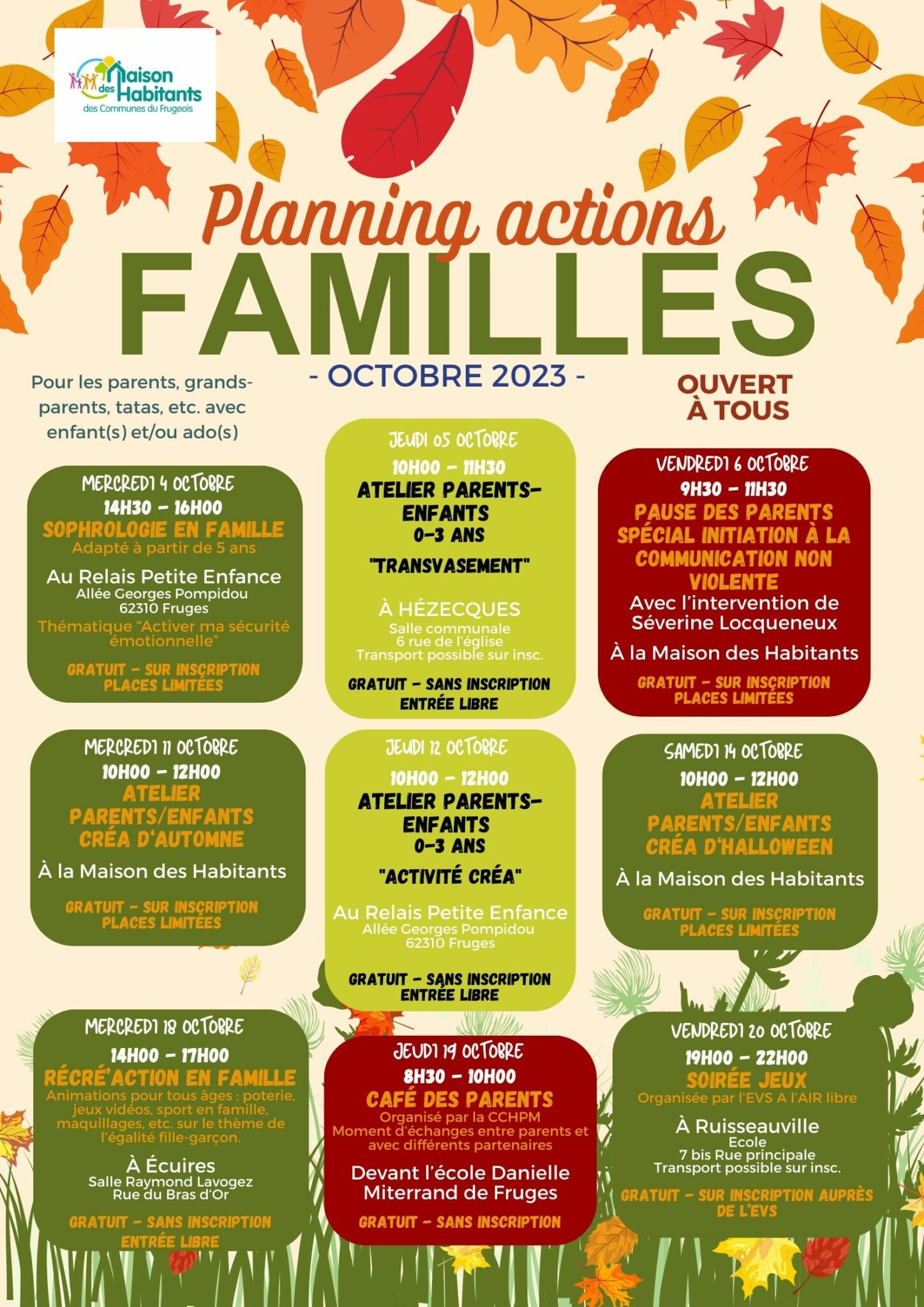 Découvrez le planning des actions familles de la Maison des Habitants ...