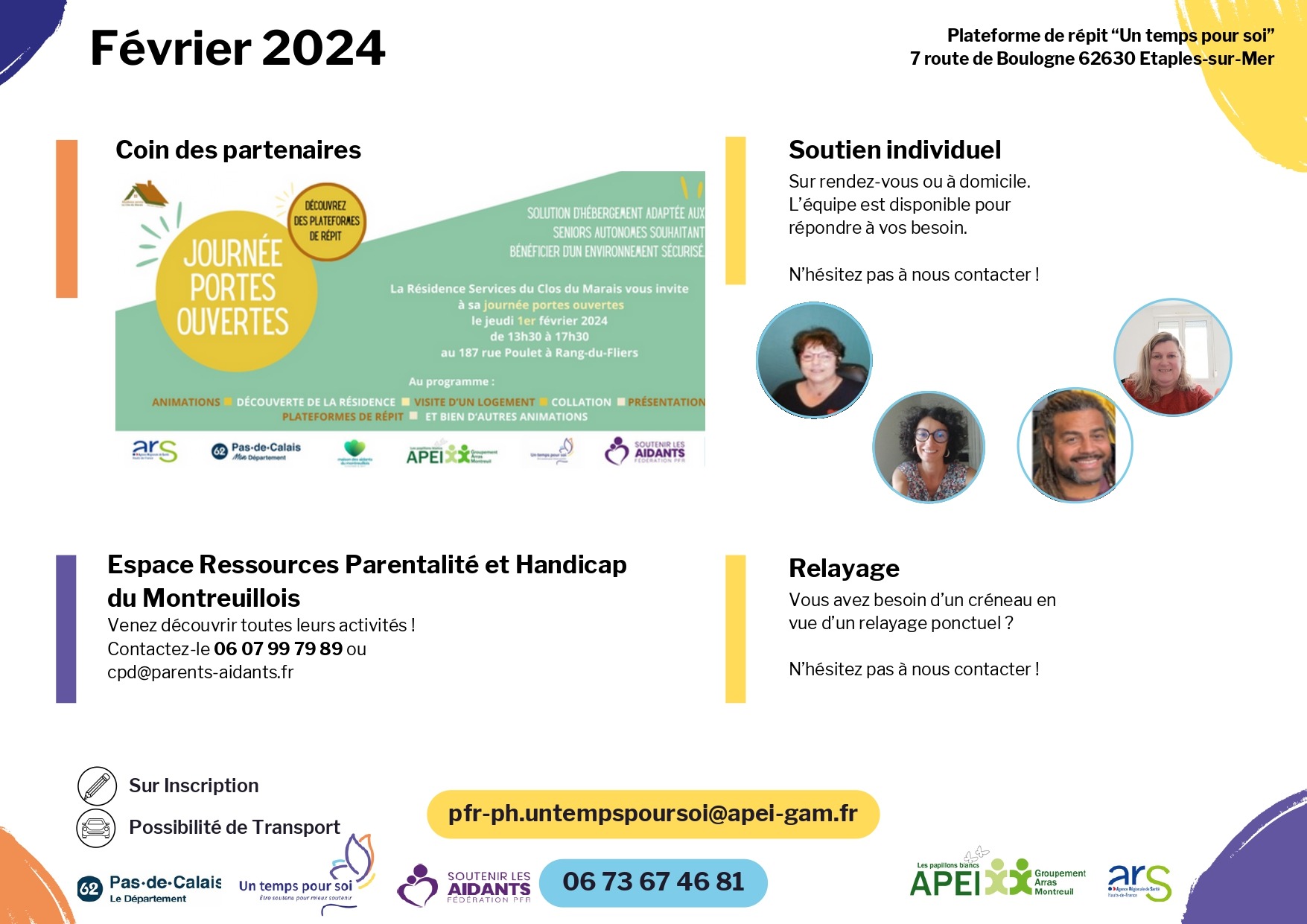 Découvrez le planning de la plateforme de répit “Un temps pour soi